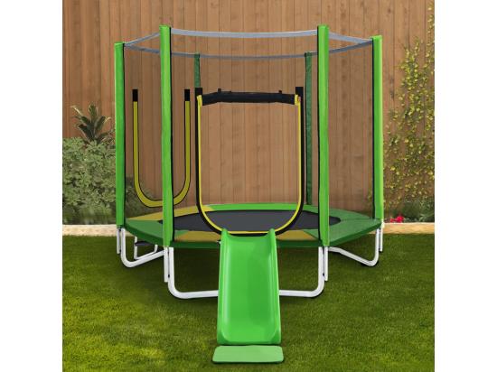 Vente Unique Trampoline Ø213 Cm - Avec Toboggan Escalier 2 Porte Et Filet De Sécurité - Charge Max 100kg - Certification GS