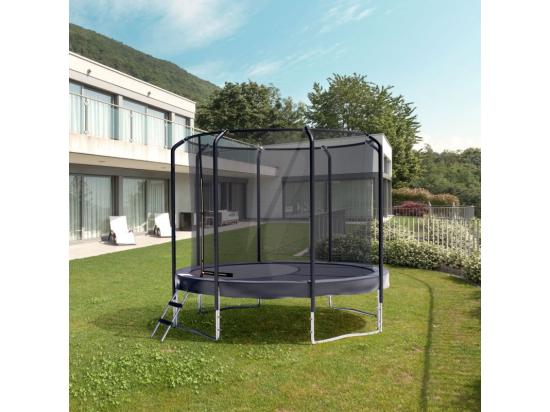 Vente Unique Trampoline Semi-Pro 10FT / 305cm Noir Avec Filet De Sécurité Tapis De Saut Coussin De Protection Echelle