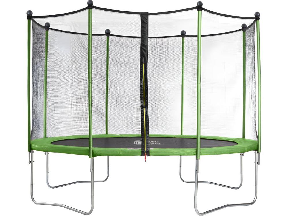Vente Unique Trampoline Yoopi 2 LUXE - Ø 3.65 M - Avec Filet + échelle + Couverture + Kit D'ancrage