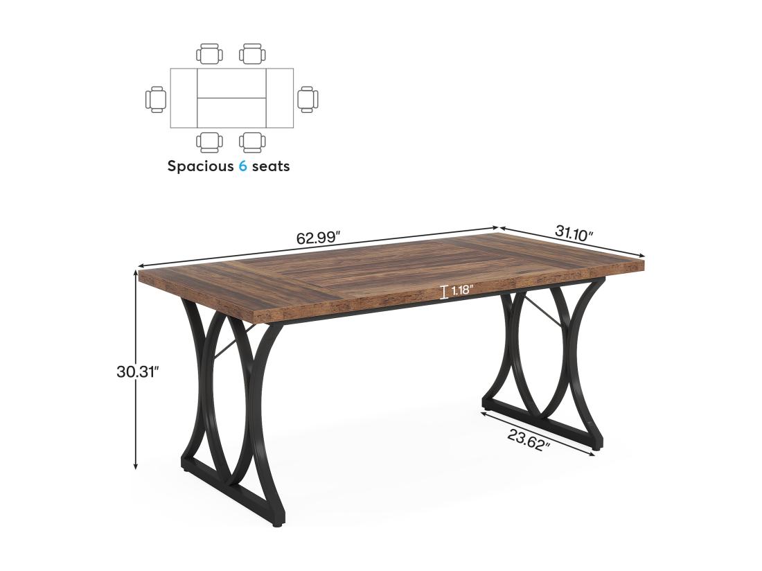 Vente Unique Tribesigns Bureau D'ordinateur Moderne - 159 X 79 X 78 Cm - Avec Cadre En Métal - Pour Bureau à Domicile - Noir Et Marron
