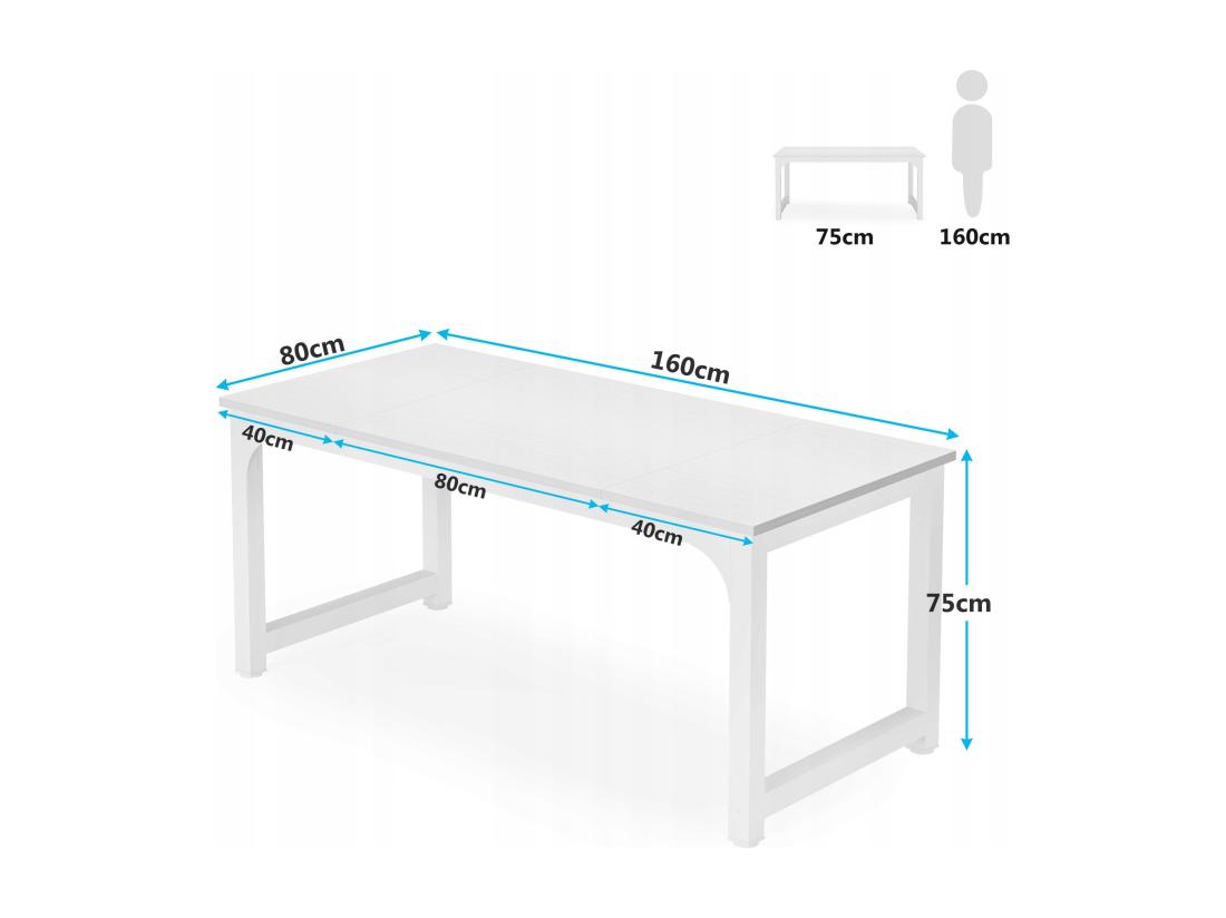 Vente Unique Tribesigns Bureau Pour Ordinateur Portable Table Bureau D’étude Pour Le Télétravail Poste De Travail Pour Bureau Chambre Facile à Monter Blanc