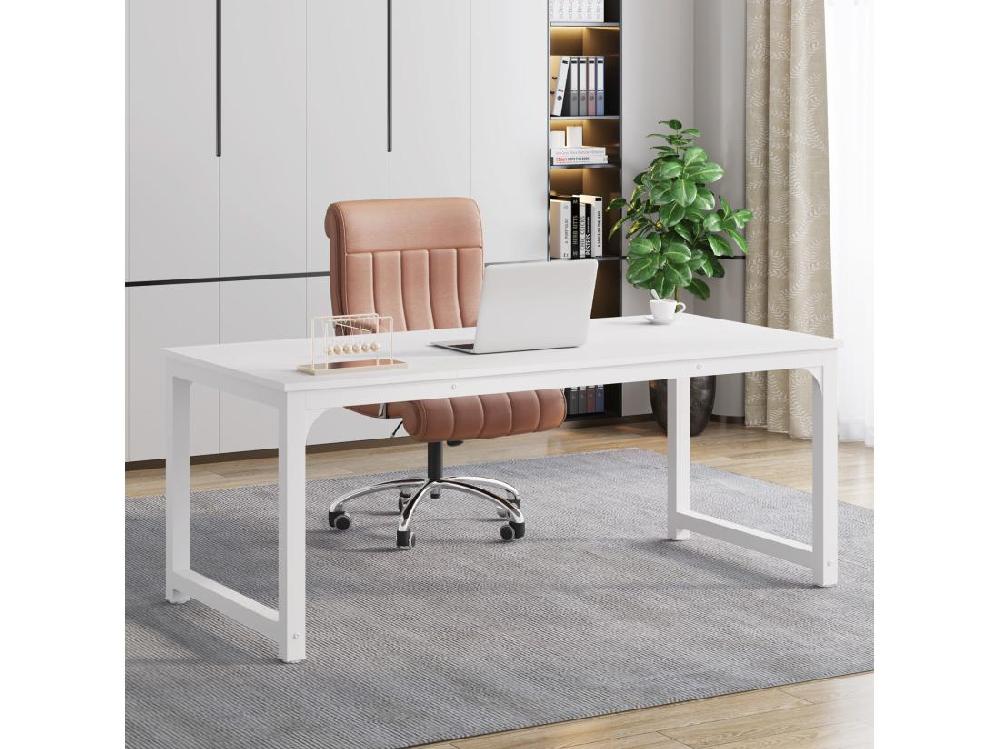 Vente Unique Tribesigns Bureau Pour Ordinateur Portable Table Bureau D’étude Pour Le Télétravail Poste De Travail Pour Bureau Chambre Facile à Monter Blanc