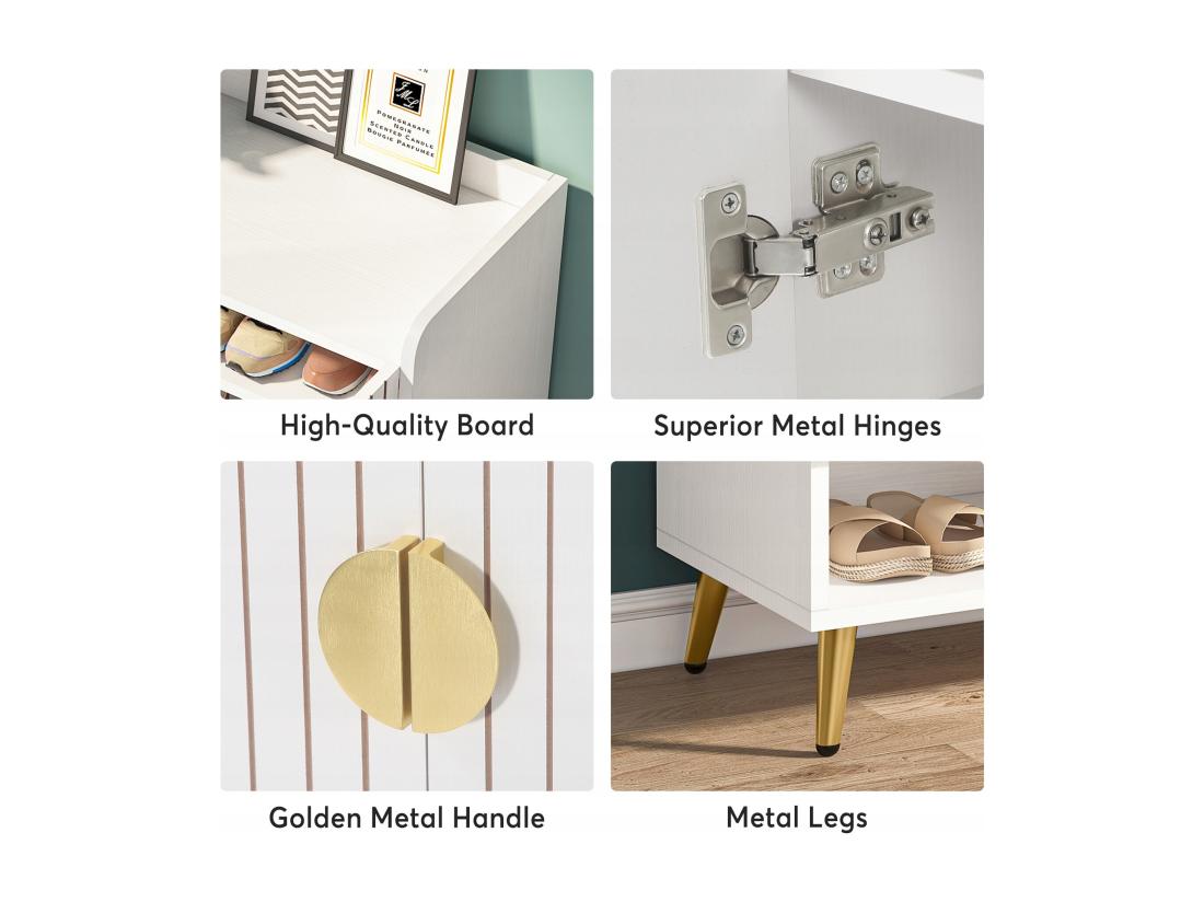 Vente Unique Tribesigns Meuble Chaussures Avec 2 Portes 6 étages Meuble De Rangement à Chaussures Meuble D'entrée Rangement Pour Chaussures 75x 35x 110cm (Blanc)