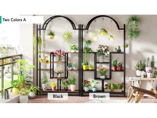 Vente Unique Tribesigns Support Pour Plantes D'intérieur à 5 Niveaux 190 Cm Étagère Pour Plantes En Métal Avec 8 Crochets En S Grand Support De Présentation