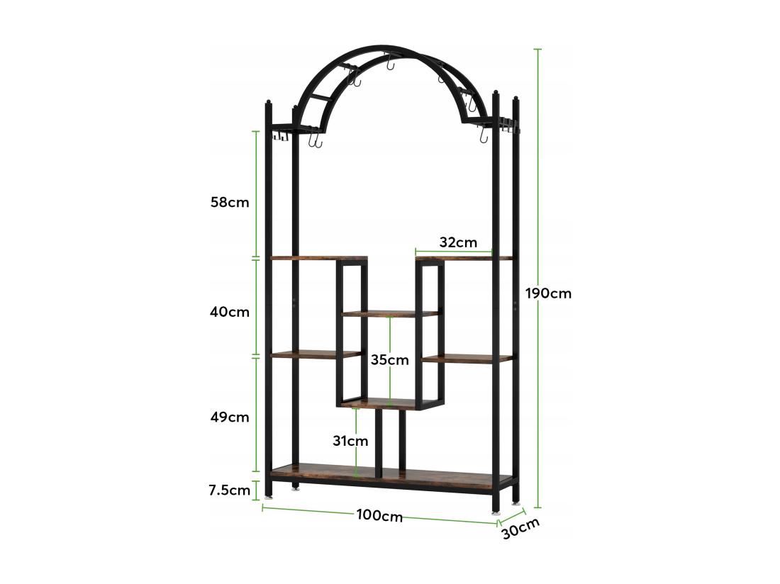 Vente Unique Tribesigns Support Pour Plantes D'intérieur à 5 Niveaux 190 Cm Étagère Pour Plantes En Métal Avec 8 Crochets En S Grand Support De Présentation