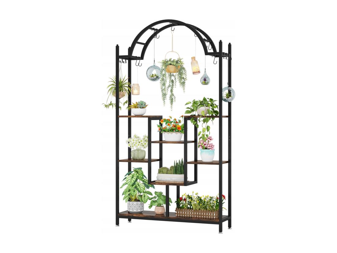 Vente Unique Tribesigns Support Pour Plantes D'intérieur à 5 Niveaux 190 Cm Étagère Pour Plantes En Métal Avec 8 Crochets En S Grand Support De Présentation