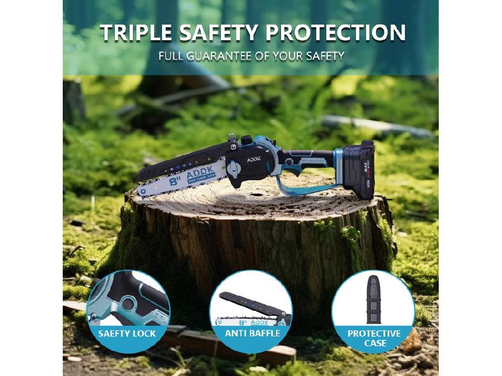 Vente Unique Tronçonneuse Mini Scie 8" Mini Scie à Bois Portable 21 V 450 W Tronçonneuse électrique 8" 4 Tronçonneuses – Bleu