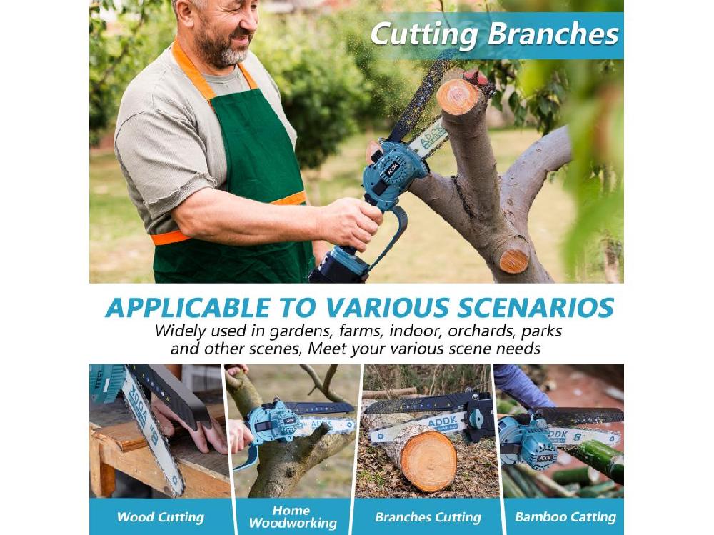 vente unique Tronçonneuse mini scie 8" mini scie à bois portable 21 V 450 W tronçonneuse électrique 8" 4 tronçonneuses – Bleu