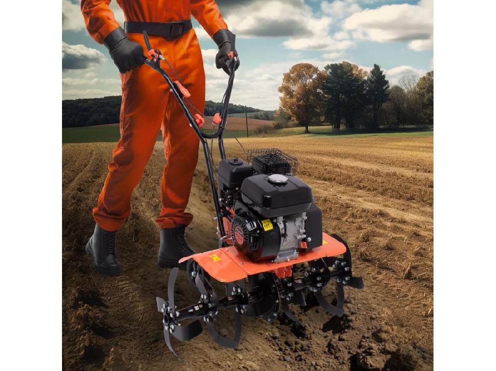 Vente Unique Tukang 212 - Motoculteur Pour Potager à Explosion à Essence 4 Temps 6.1HP Moteur 212cc Avec 6 Fraises Ø40 Cm