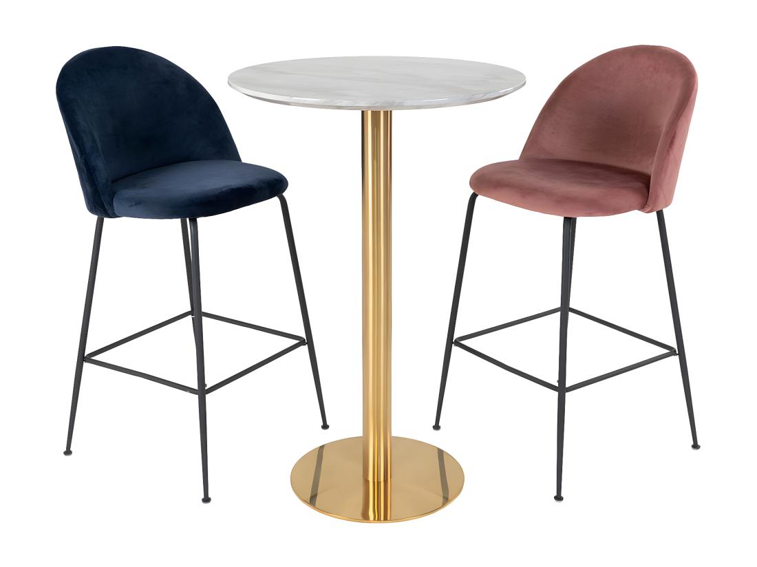Vente Unique TYROL - Table Haute Ø70cm Aspect Marbré Et Pied Métal Doré