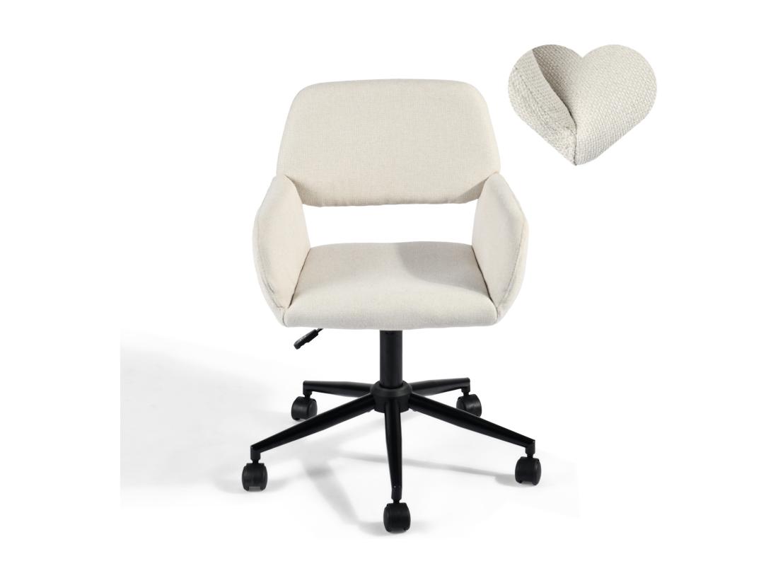Vente Unique URBAN MEUBLE Chaise De Bureau Scandinave Tissu Beige Pivotante Hauteur Réglable Et 5 Roulettes