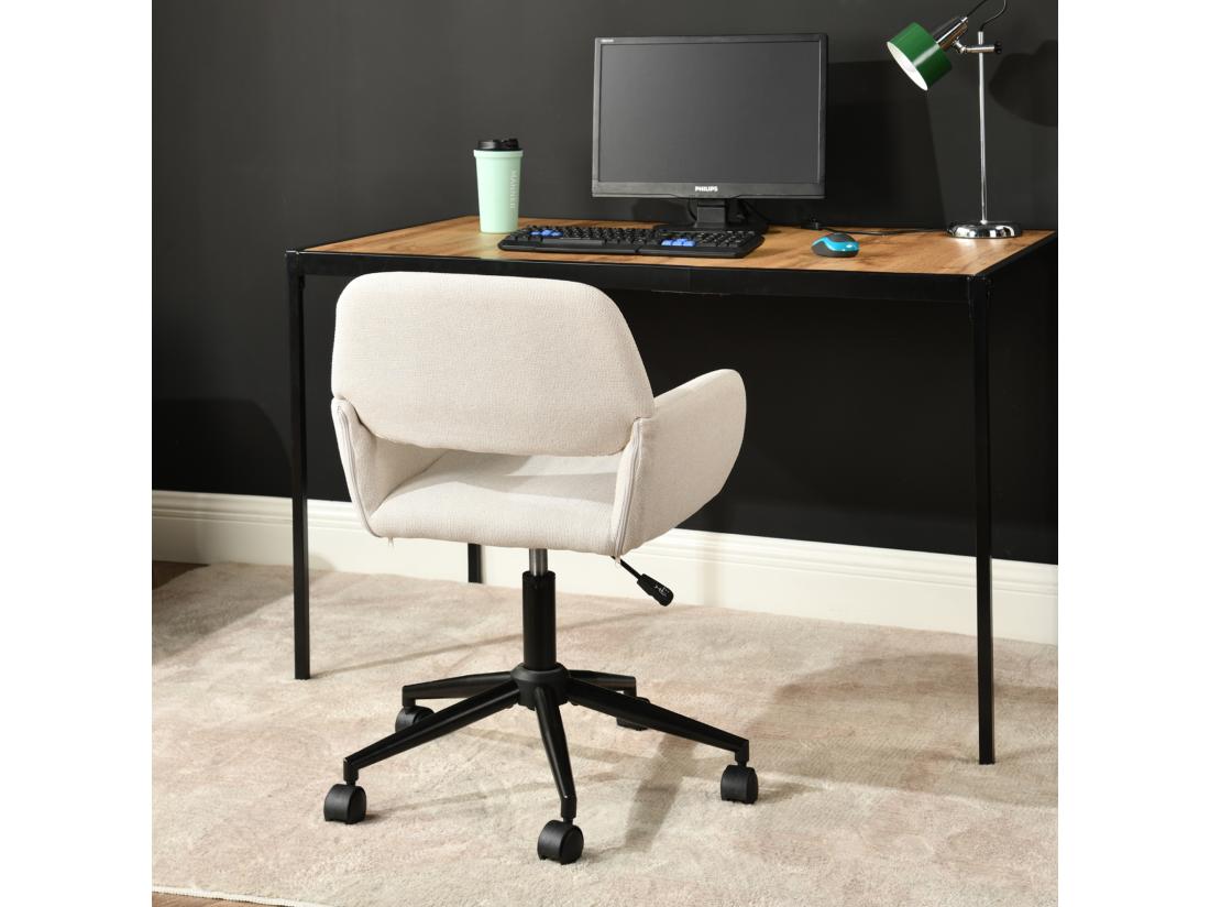 Vente Unique URBAN MEUBLE Chaise De Bureau Scandinave Tissu Beige Pivotante Hauteur Réglable Et 5 Roulettes