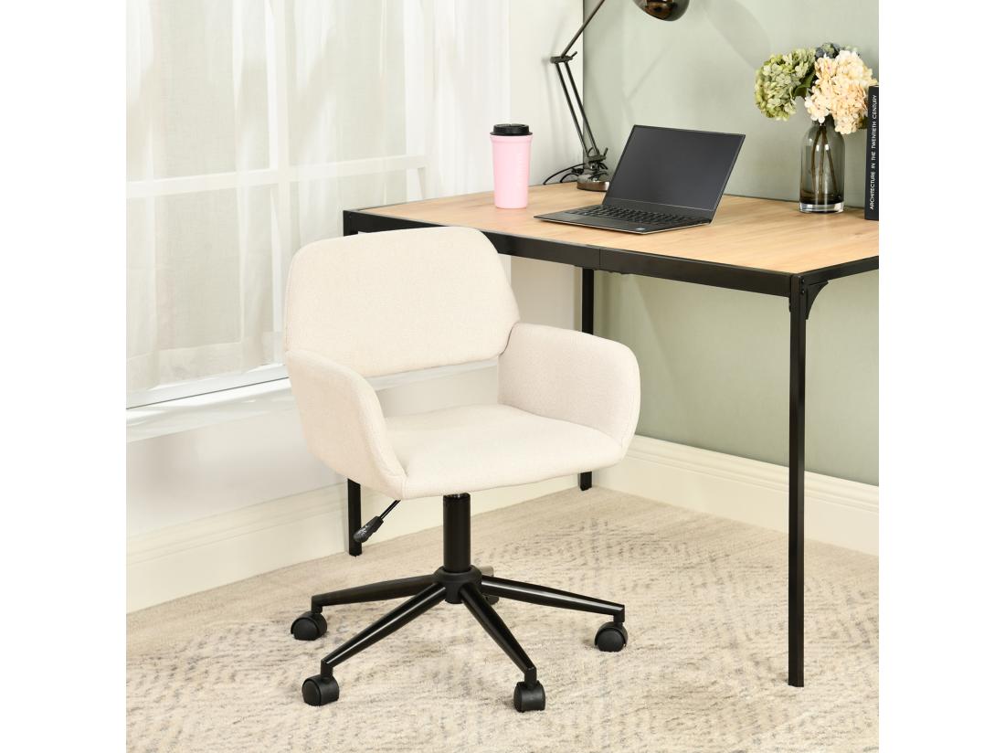vente unique URBAN MEUBLE Chaise de bureau scandinave tissu beige pivotante hauteur réglable et 5 roulettes