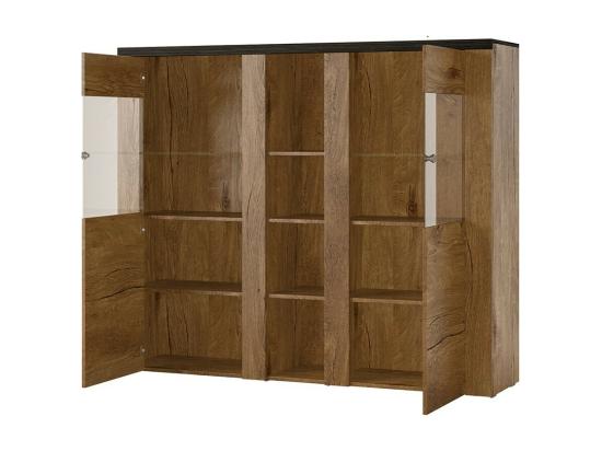 Vente Unique Vaisselier Design 2 Portes Pour Salon Couleur Chêne. Collection SANTIAGO