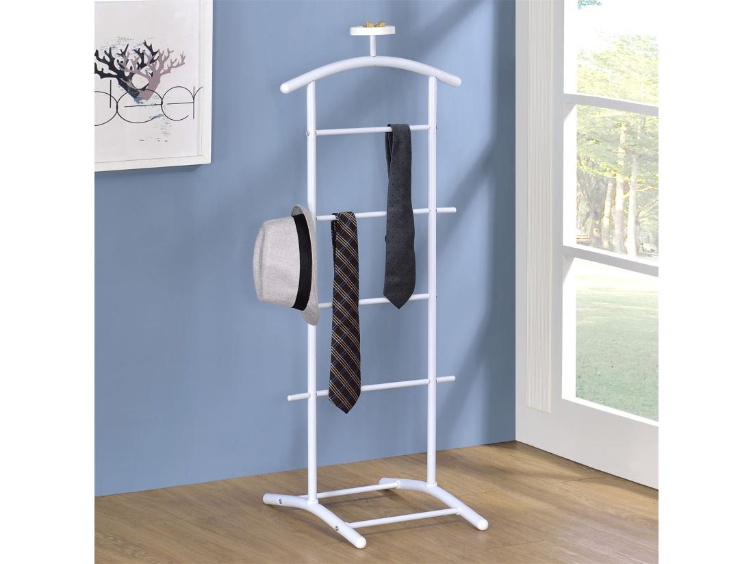 Vente Unique Valet De Chambre ATRIX Chevalet De Nuit Portant Pour Vêtements Struture En Métal Laqué Blanc