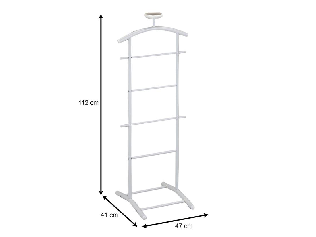 Vente Unique Valet De Chambre ATRIX Chevalet De Nuit Portant Pour Vêtements Struture En Métal Laqué Blanc