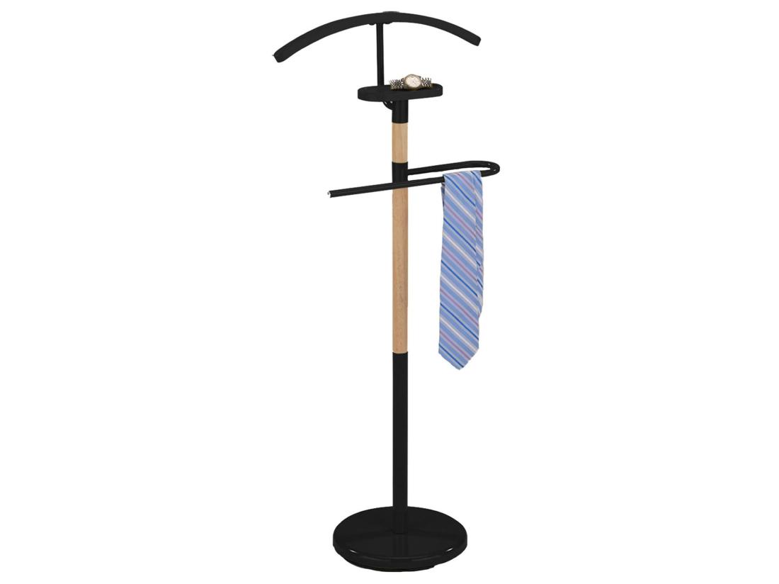 vente unique Valet de chambre BODO chevalet de nuit portant pour vêtements en métal noir et bois