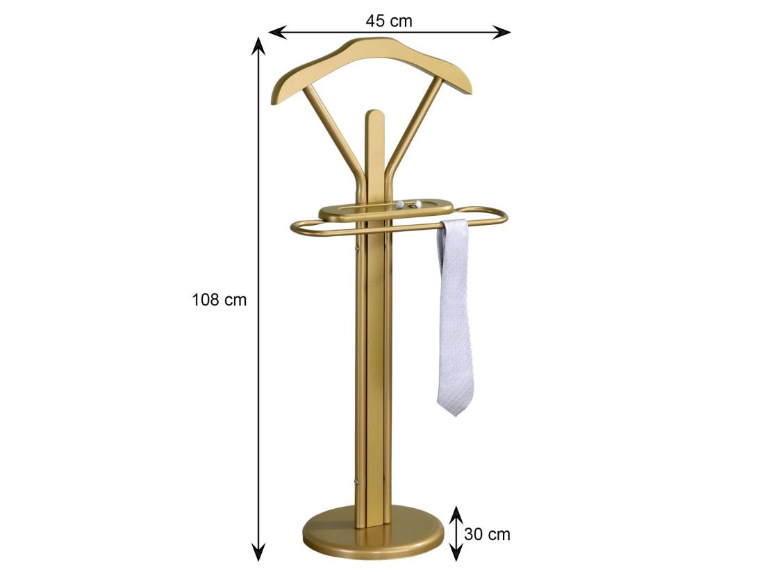 Vente Unique Valet De Chambre FABIO Chevalet De Nuit Portant Pour Vêtements Structure En Métal Laqué Couleur Or