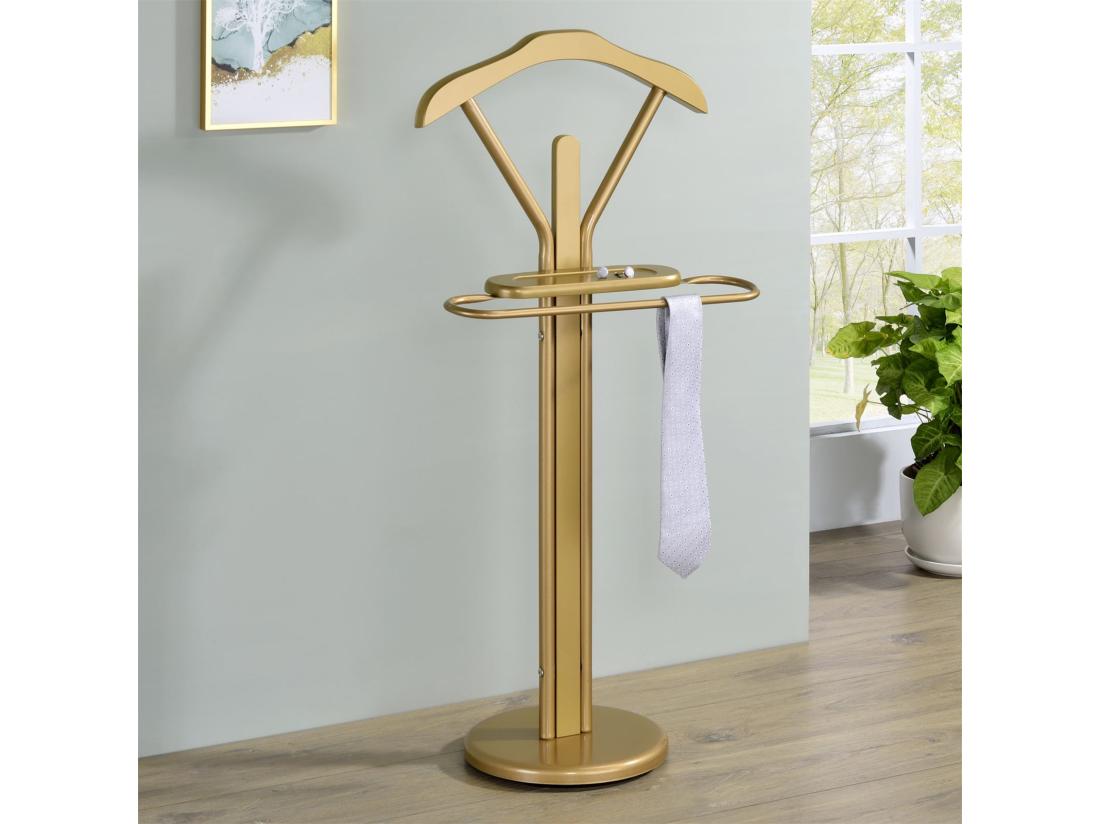 Vente Unique Valet De Chambre FABIO Chevalet De Nuit Portant Pour Vêtements Structure En Métal Laqué Couleur Or