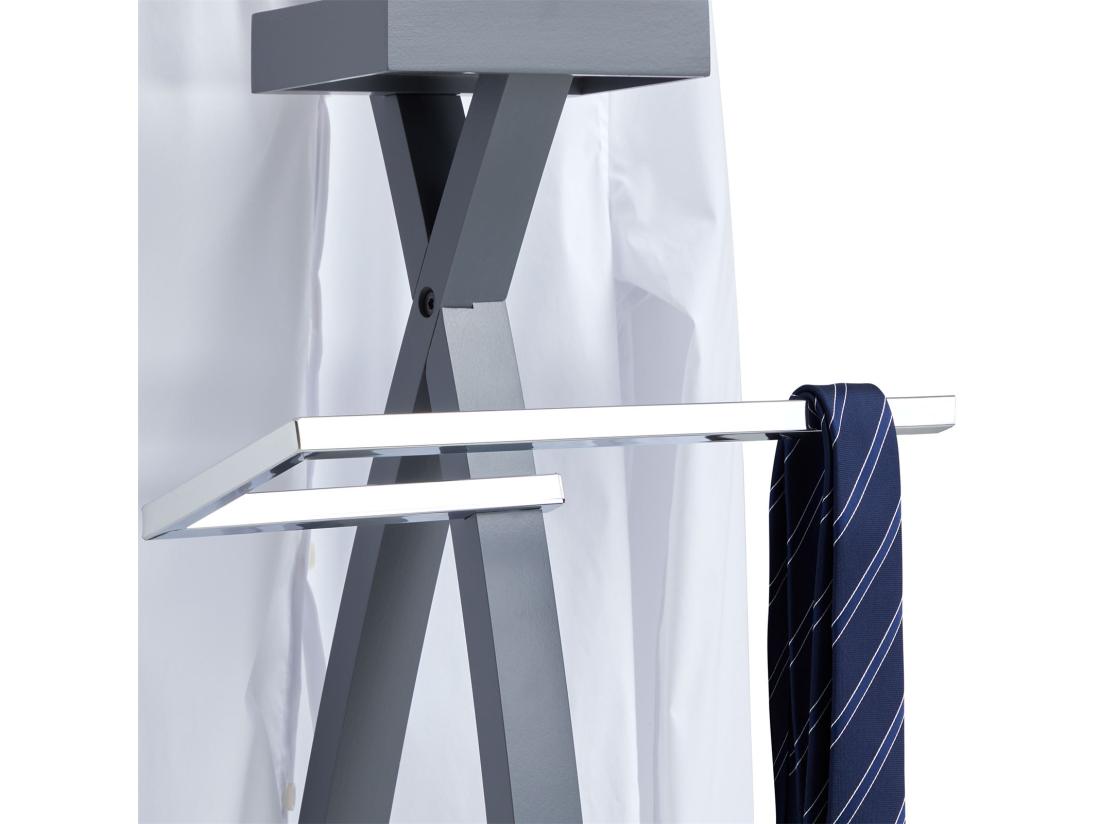 Vente Unique Valet De Chambre ROBIN Valet De Nuit Porte Vêtements Structure En Bois Laqué Gris