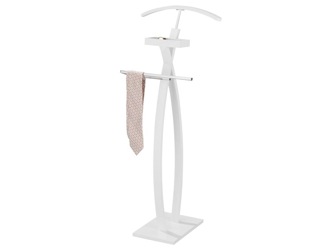 vente unique Valet de chambre ROBIN valet de nuit porte vêtements structure en bois laqué blanc