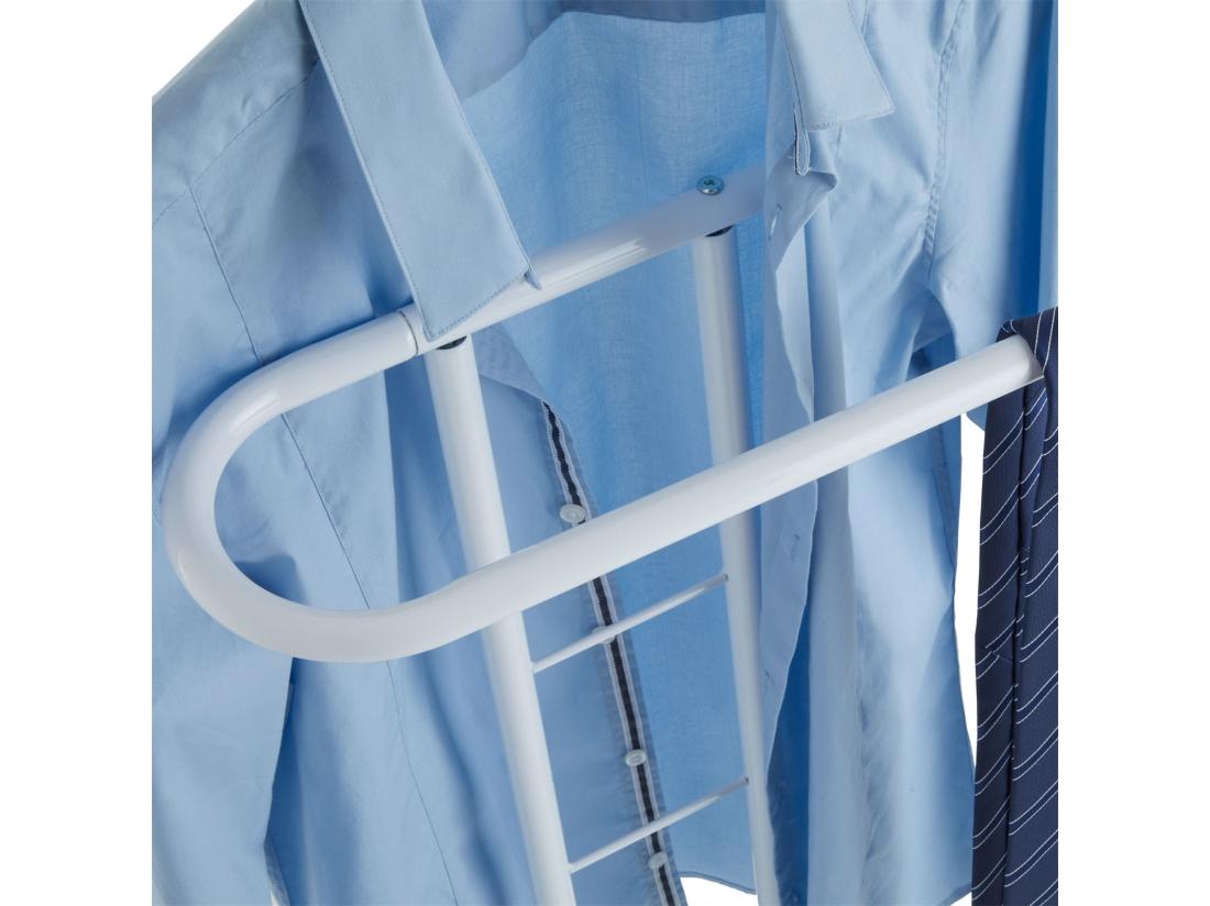 Vente Unique Valet De Chambre Valet De Nuit CAMILO Chevalet De Nuit Avec Cintre Pour Veste Et Portant Pour Pantalons En Métal Laqué Blanc