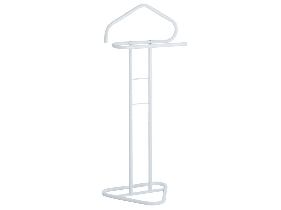 vente unique Valet de chambre valet de nuit CAMILO chevalet de nuit avec cintre pour veste et portant pour pantalons en métal laqué blanc