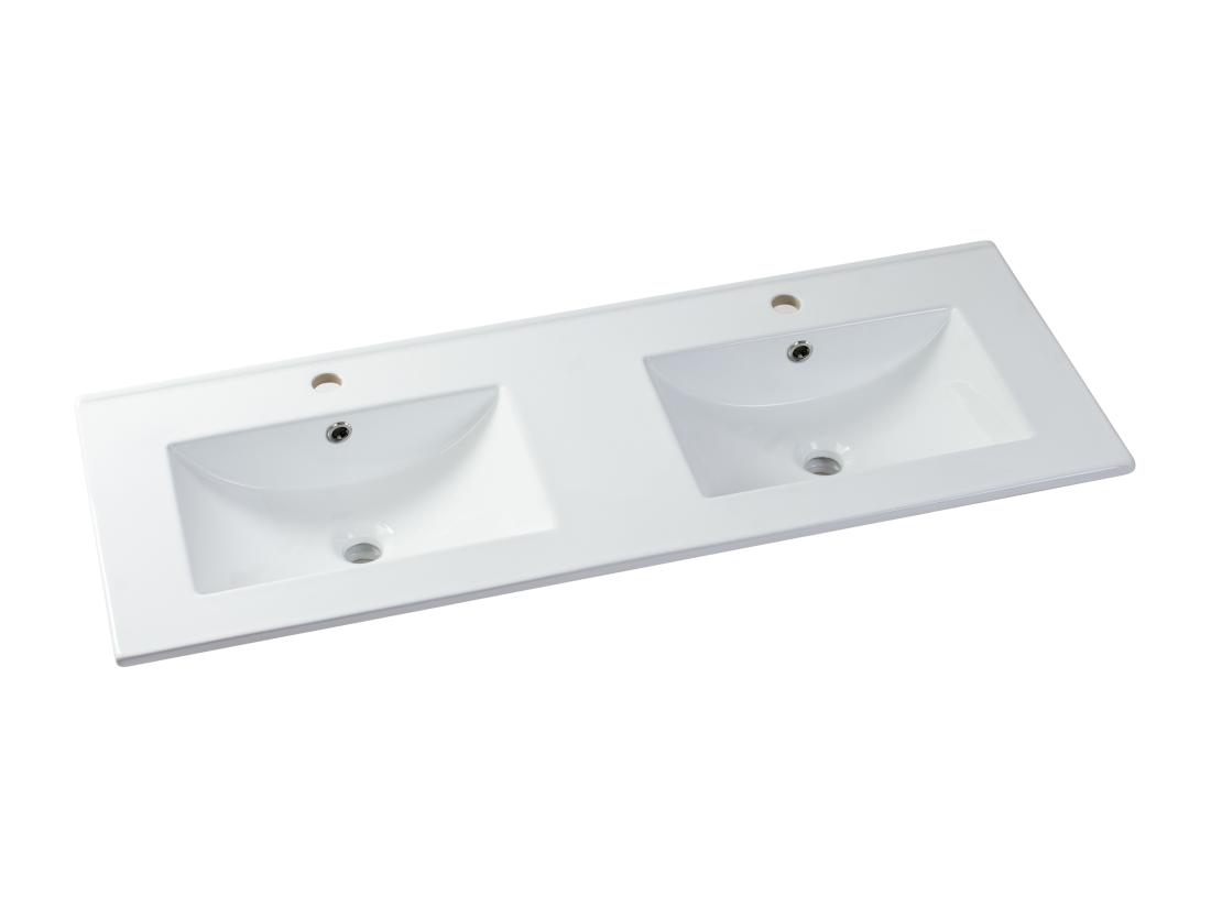 Vente Unique Vasque à Encastrer Blanche Rectangle En Céramique - 122 X 46 5 Cm - MOTIAC