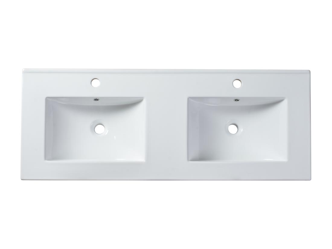 Vente Unique Vasque à Encastrer Blanche Rectangle En Céramique - 122 X 46 5 Cm - MOTIAC