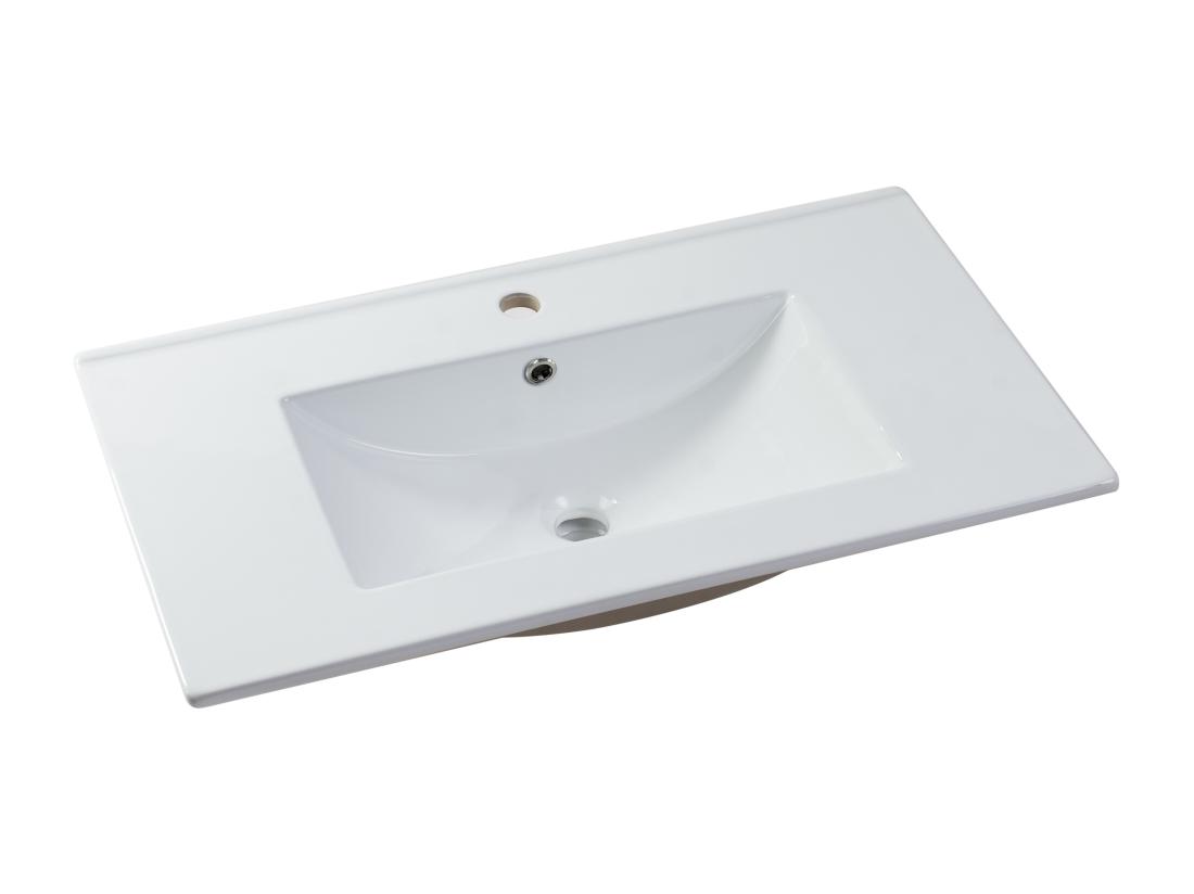Vente Unique Vasque à Encastrer Blanche Rectangle En Céramique - 101 X 46 5 Cm - MOTIAC
