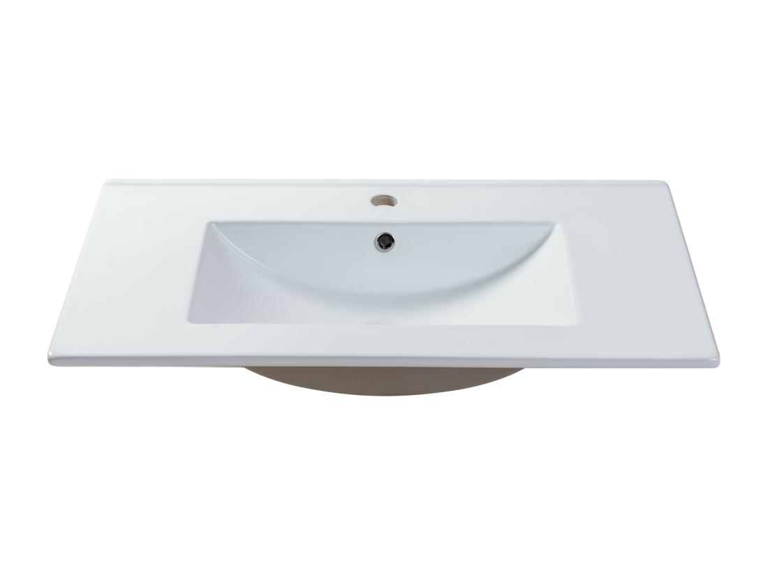 vente unique Vasque à encastrer blanche rectangle en céramique - 101 x 46 5 cm - MOTIAC