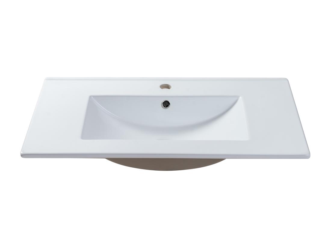 Vente Unique Vasque à Encastrer Blanche Rectangle En Céramique - 81 X 46 5 Cm - MOTIAC