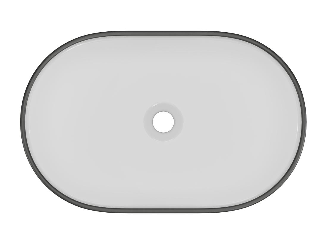 Vente Unique Vasque à Poser Bicolore En Céramique Ovale - Blanc Et Noir - 56 X 35 5 Cm - IWA II