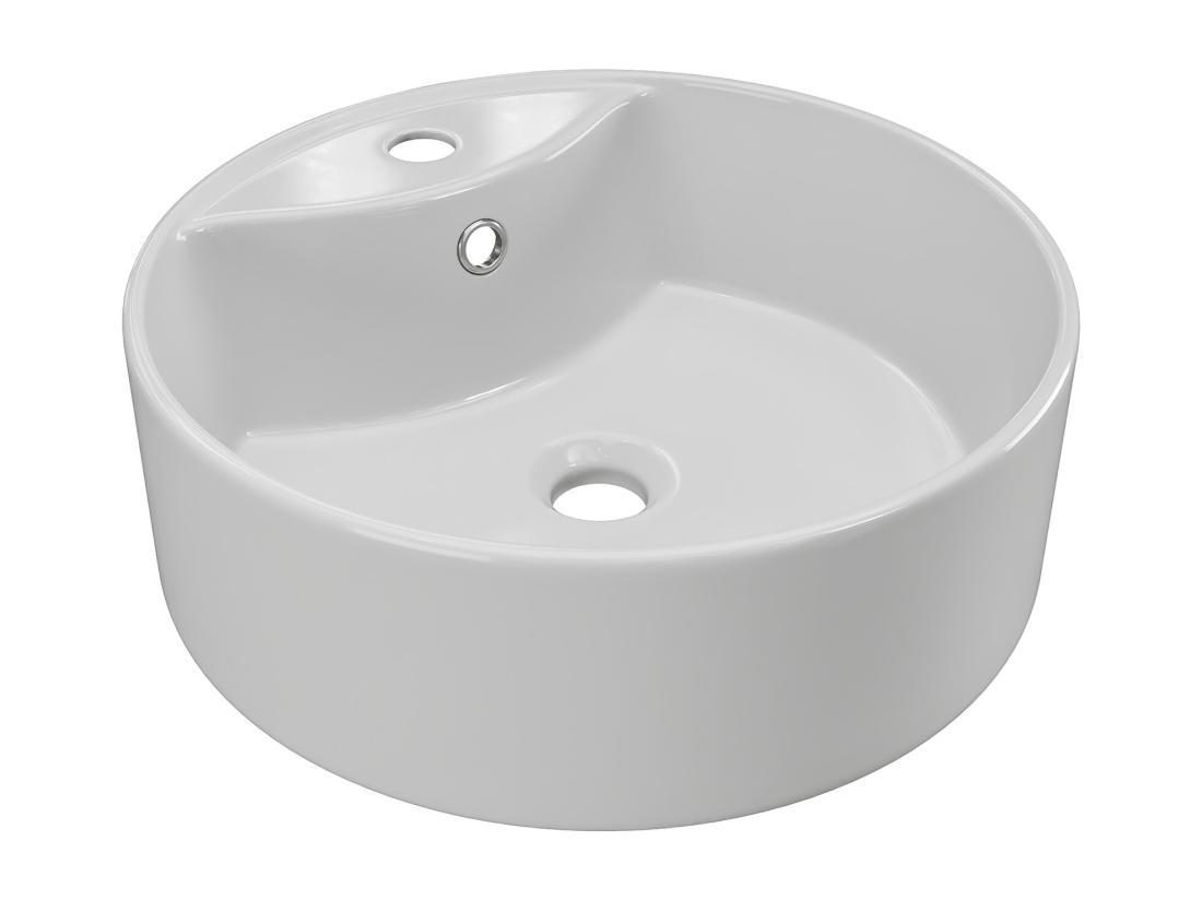 Vente Unique Vasque à Poser Blanche Ronde En Céramique - 40 Cm - DARINI