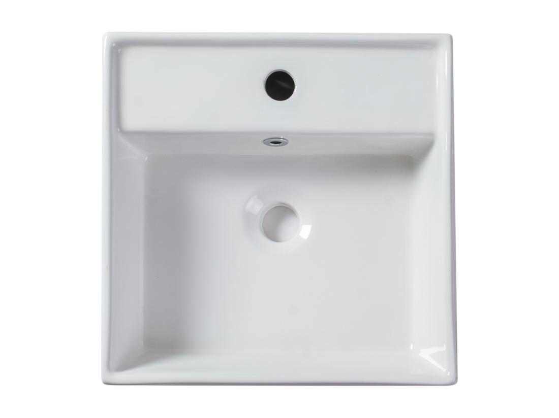 Vente Unique Vasque à Poser Carrée En Céramique Blanche - 41 Cm - VERINI