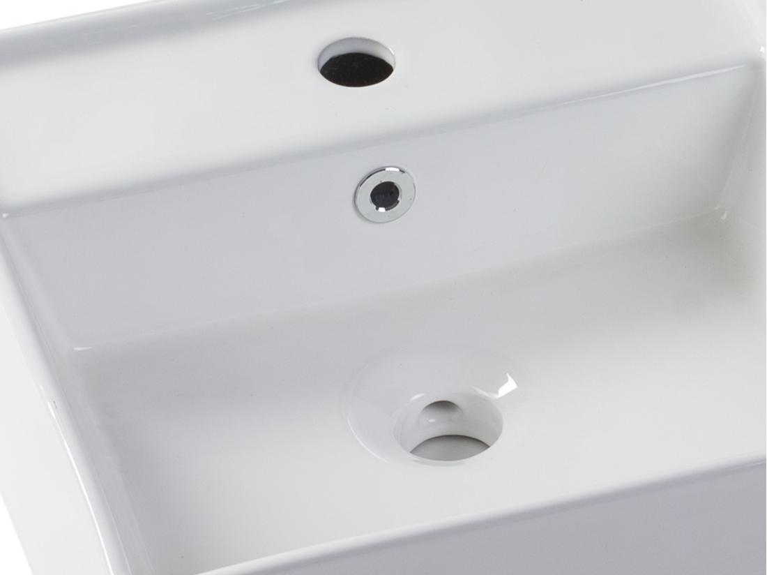 Vente Unique Vasque à Poser Carrée En Céramique Blanche - 41 Cm - VERINI