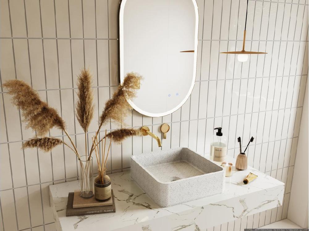 vente unique Vasque à poser carrée en terrazzo - L39 x l39 cm - STOCHI