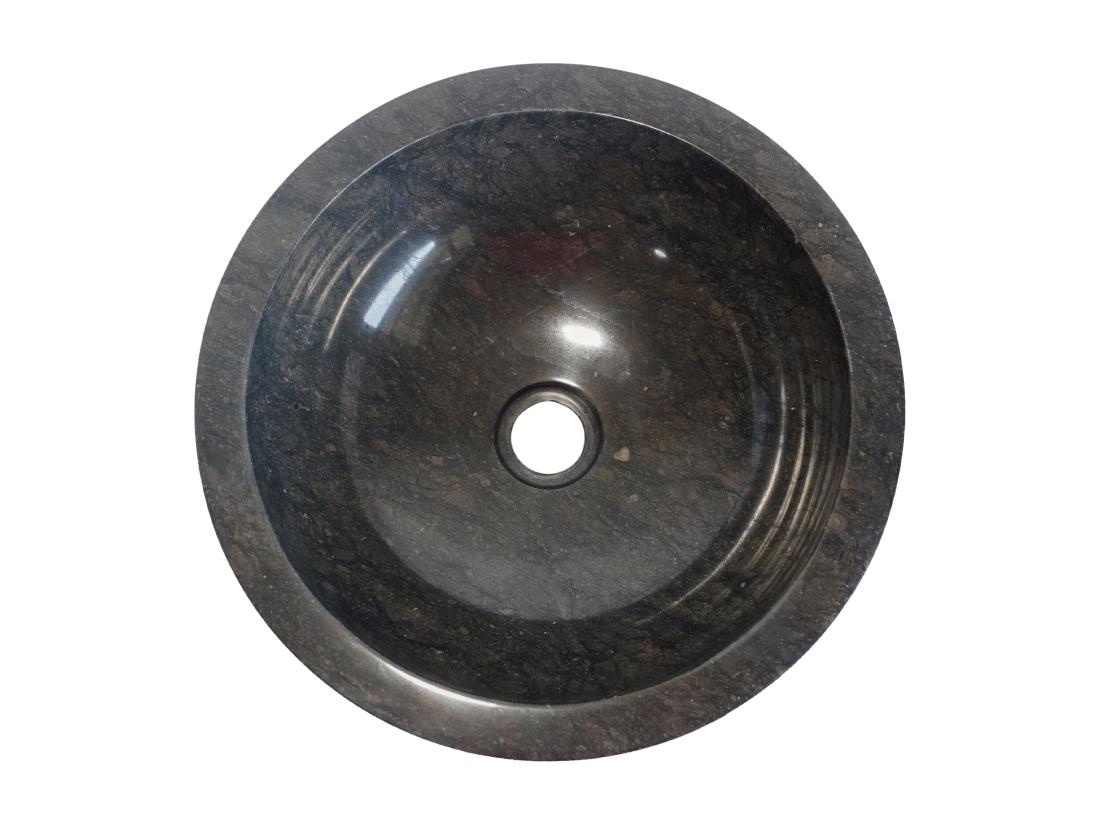 Vente Unique Vasque à Poser En Marbre - Coloris Noir - D35 Cm - BERATI