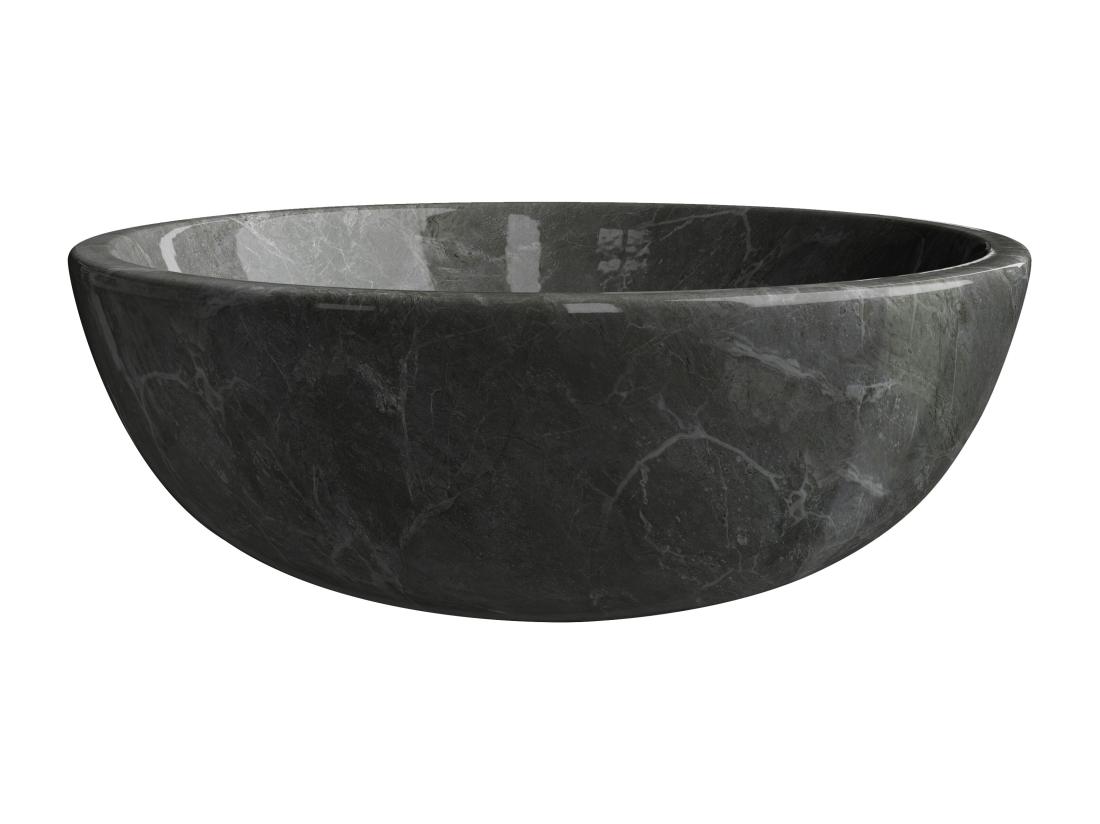 Vente Unique Vasque à Poser En Marbre - Coloris Noir - D40 Cm - LAVINO