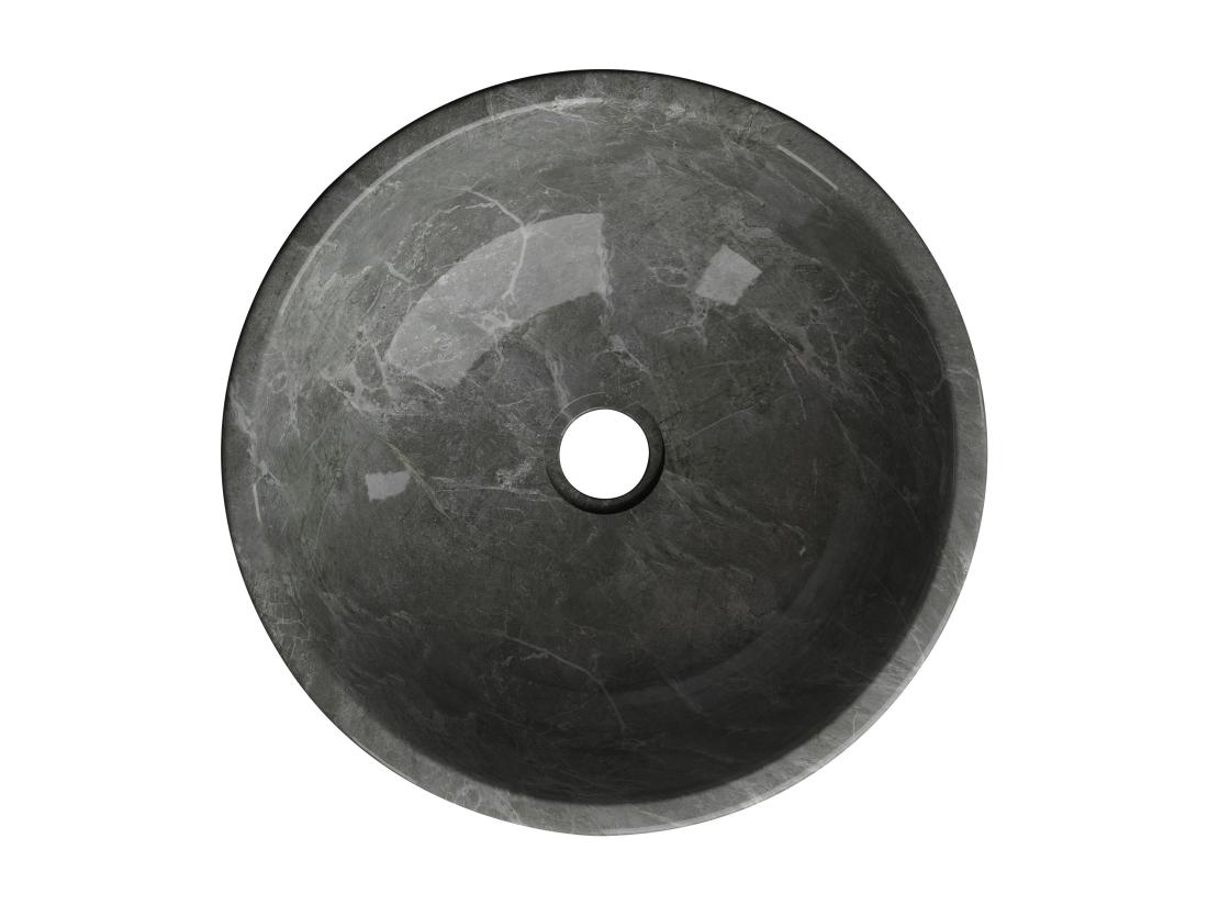 Vente Unique Vasque à Poser En Marbre - Coloris Noir - D40 Cm - LAVINO