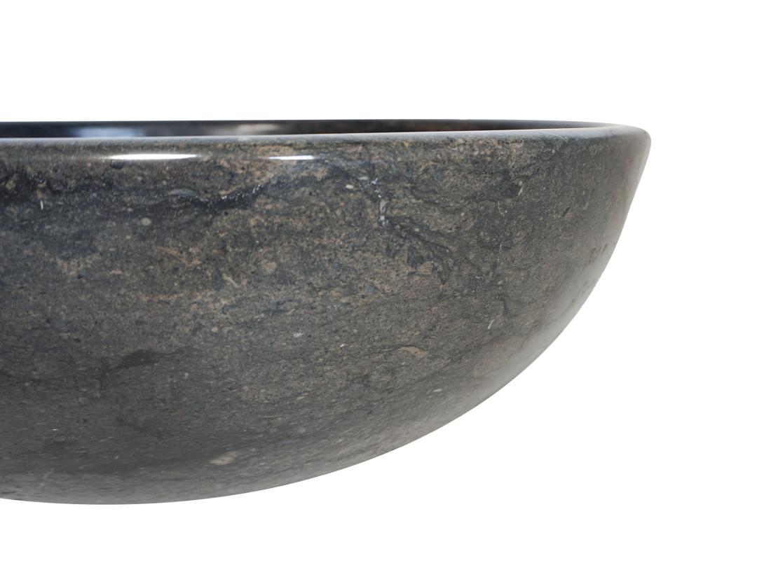 Vente Unique Vasque à Poser En Marbre - Coloris Noir - D40 Cm - LAVINO