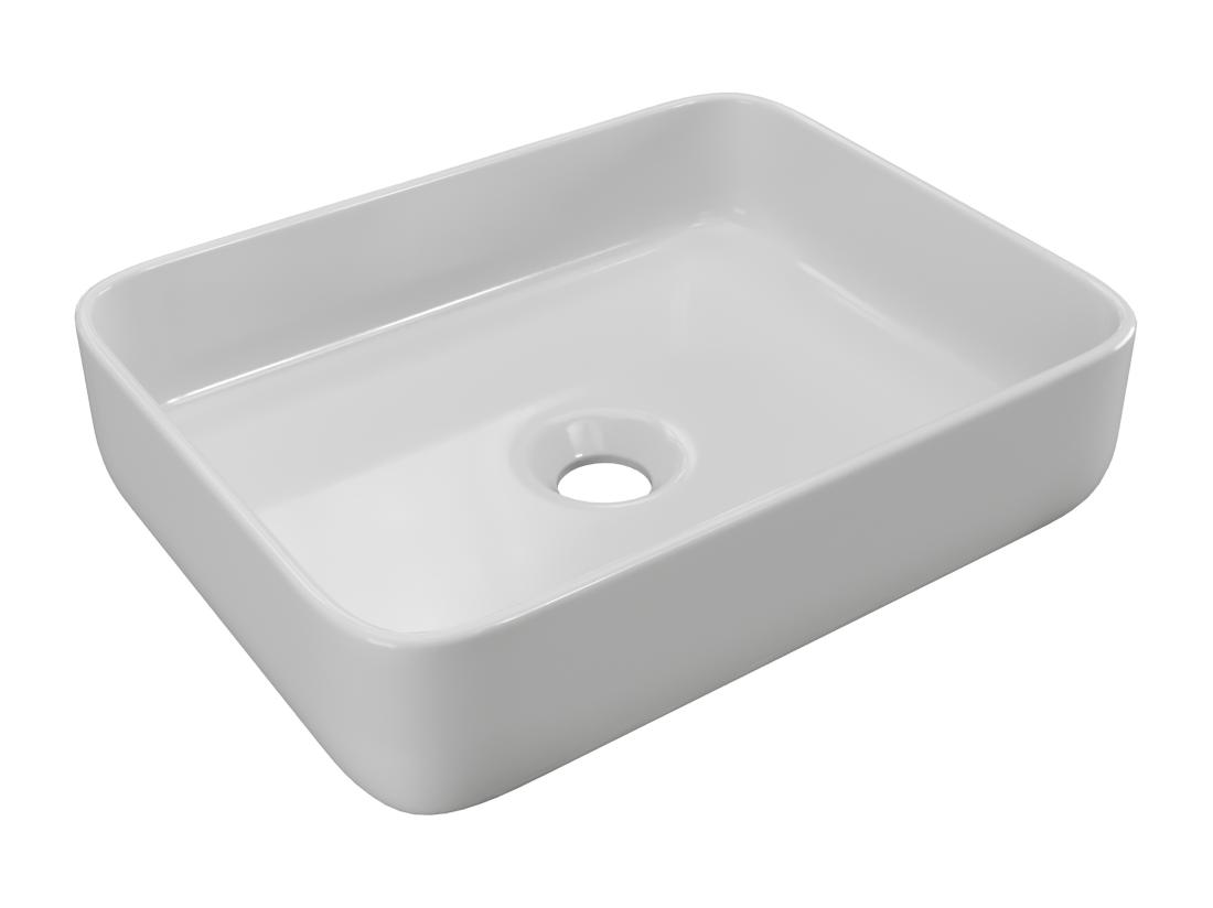 Vente Unique Vasque à Poser Rectangle En Céramique - Blanc - 50 X 39 Cm - JUNIKO II