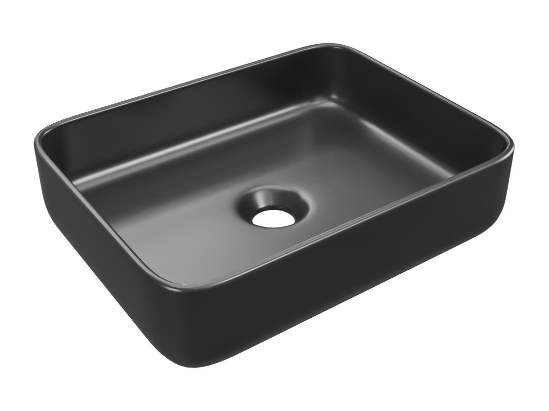 Vente Unique Vasque à Poser Rectangle En Céramique - Noir Mat - 50 X 39 Cm - JUNIKO II