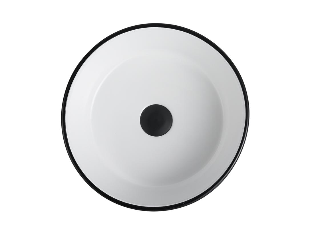 Vente Unique Vasque à Poser Ronde En Céramique - Bicolore Noir Et Blanc - 36 Cm - KANELLE II