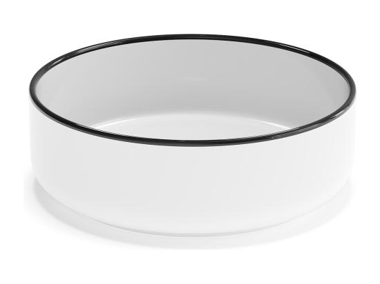 Vente Unique Vasque à Poser Ronde En Céramique - Blanc Avec Liseré Noir - 36 Cm - LENISO II