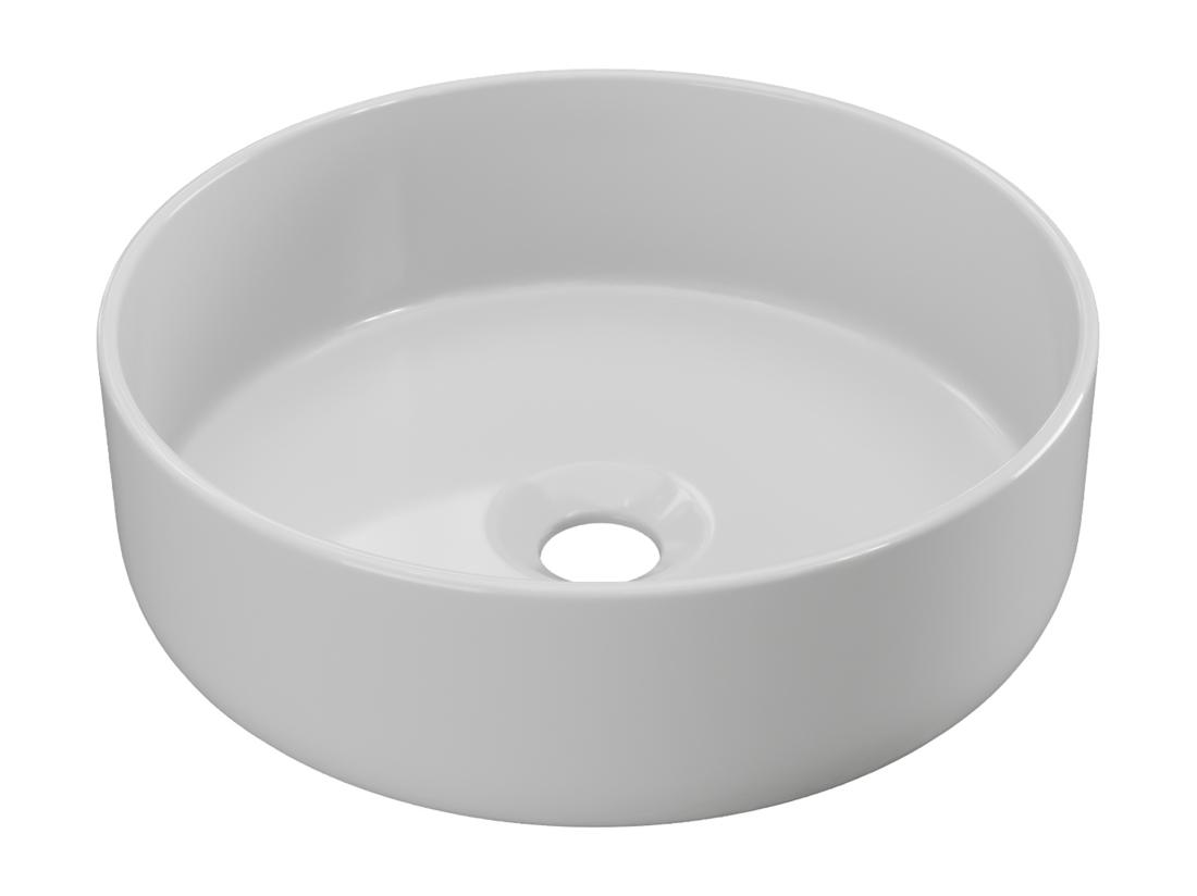 Vente Unique Vasque à Poser Ronde En Céramique - Blanc Brillant - 36 Cm - LENISO II