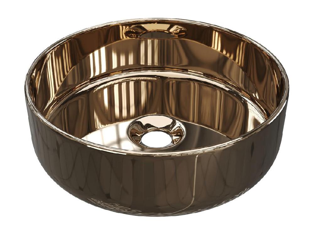 Vente Unique Vasque à Poser Ronde En Céramique - Effet Cuivre - 36 Cm - KANELLE II