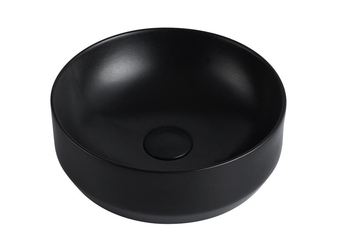 Vente Unique Vasque à Poser Ronde En Céramique - Noir - 36 Cm - KANELLE II