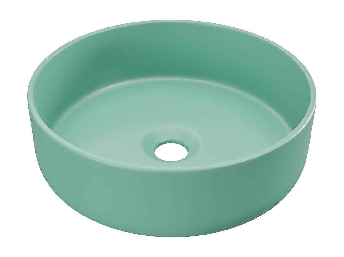 Vente Unique Vasque à Poser Ronde En Céramique - Vert Mat - 36 Cm - LENISO II
