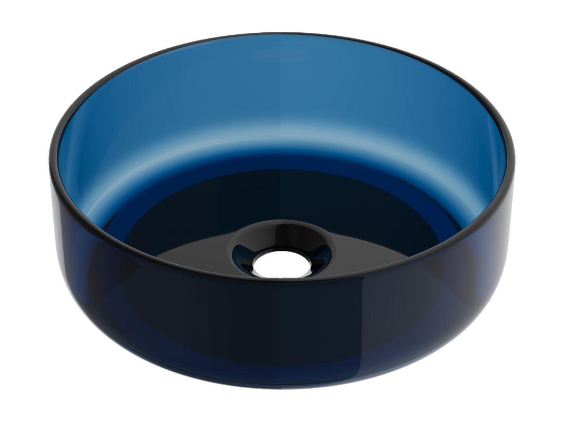 Vente Unique Vasque à Poser Ronde Translucide En Résine - 40 Cm - Bleu - SPAVO